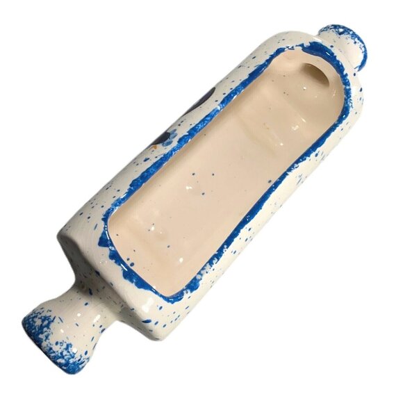 Vintage Rooster Cracker Tray Los Angeles Potteries Blue Stipple Rare HTF READ - Picture 5 of 10